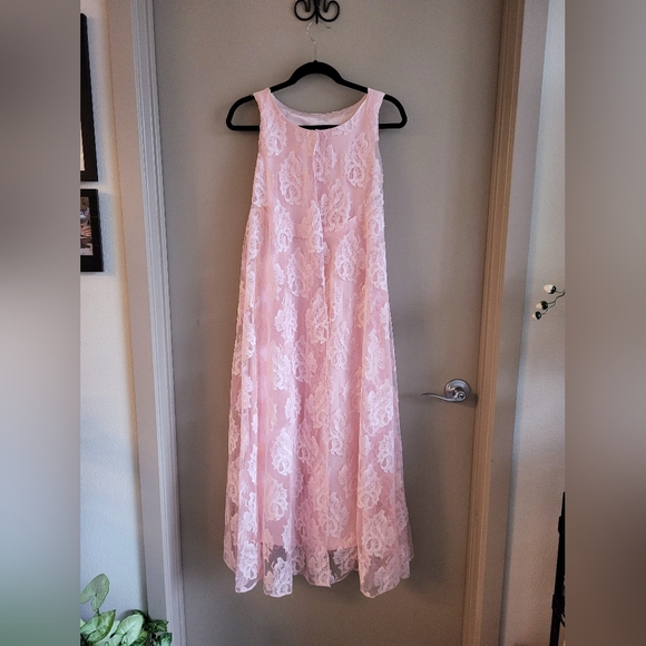 Vintage Blush Lace Maxi Dress | 1960s–Early 1970s Romantic Mod ✨ - Picture 4 of 9